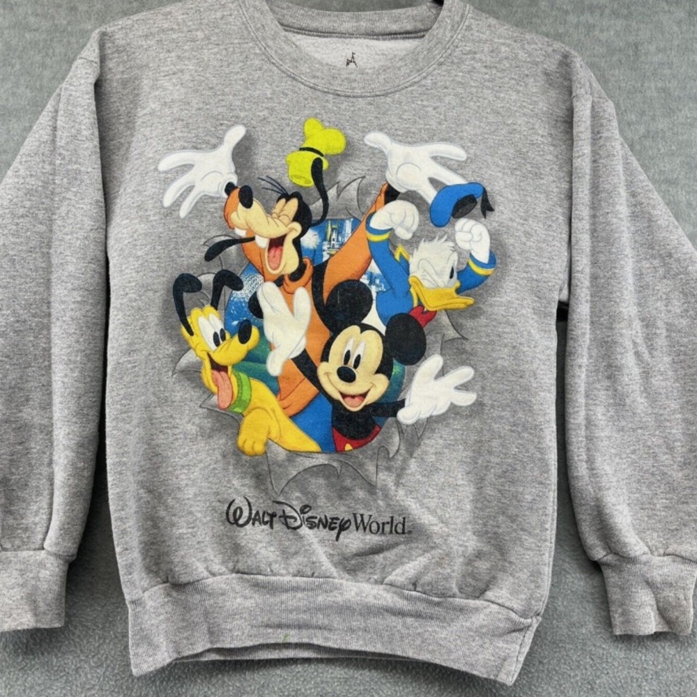 Walt Disney World Crewneck Sweater Gray Mickey Graphic